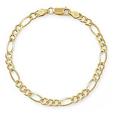 14k Yellow Gold Men Solid Figaro Bracelet (5.50mm,8.50