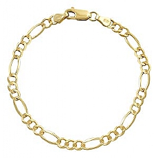 14k Yellow Gold Men Solid Figaro Bracelet (4.8mm gauge,7