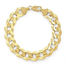 14k Yellow Gold Men Solid Cuban Bracelet (13.6mm,8.50