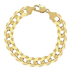 14k Yellow Gold Men Solid Cuban Bracelet (12.2mm,8.50