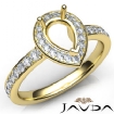 Diamond Engagement Halo Pave Setting Pear Semi Mount Ring 14k Gold Yellow 0.45Ct