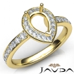 Diamond Engagement Halo Pave Setting Pear Semi Mount Ring 14k Yellow Gold 0.45Ct - javda.com 