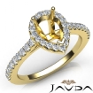 Diamond Engagement Pear Semi Mount Shared Prong Setting Ring 14k Yellow Gold 0.5Ct - javda.com 