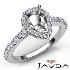 Diamond Engagement Pear Semi Mount Shared Prong Setting Ring 14K W Gold 0.50Ct