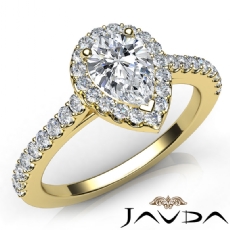 French Setting U Pave Halo diamond Ring 18k Gold Yellow