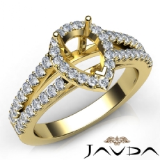 Gorgeous Halo Prong Diamond Engagement Pear Semi Mount Ring 14k Gold Yellow  (0.75Ct. tw.)