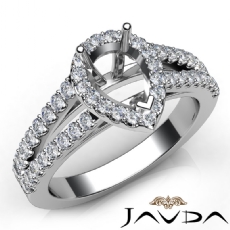 Gorgeous Halo Prong Diamond Engagement Pear Semi Mount Ring 14K W Gold 0.75Ct