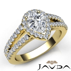 Split Shank Halo French Pave diamond Ring 14k Gold Yellow