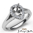Diamond Engagement Pear Semi Mount 14k White Gold Halo Pave Setting Ring 0.2Ct - javda.com 