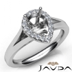 Diamond Engagement Pear Semi Mount 18k White Gold Halo Pave Setting Ring 0.2Ct - javda.com 