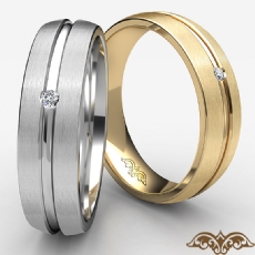 Matte Finish Center Dome Men's Diamond Wedding Band 14k White Gold 0.15 Ct