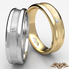 Men's Diamond Wedding Band 14k Gold Yellow Matte Center Polish Edges (0.15Ct. tw.)