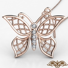 Women's Butterfly Diamond Pendant Necklace 14k Rose Gold 18 Inch Chain  (0.04Ct. tw.)