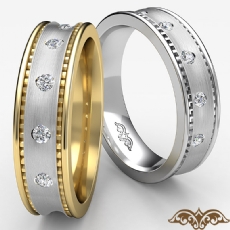 Matte Polish Men's Diamond Half Wedding Band 14k 2 Tone Gold 0.10 Ct