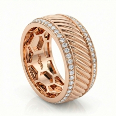 Candy Cane Design Round Diamond Eternity Mens Wedding Band 18k Rose Gold  (0.9Ct. tw.)