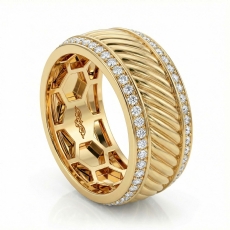 Candy Cane Design Round Diamond Eternity Mens Wedding Band 14k Gold Yellow  (0.9Ct. tw.)