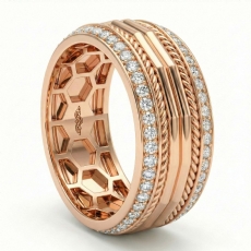 Parallel Line Round Diamond Eternity Mens Wedding Band 18k Rose Gold  (0.9Ct. tw.)
