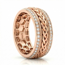 Rope Braided Round Diamond Eternity Mens Wedding Band 18k Rose Gold  (0.9Ct. tw.)
