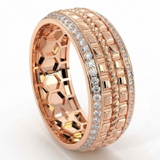 Center Rope Round Diamond Eternity Men's Wedding Band 18k Rose Gold  (1.25Ct. tw.)