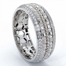 Center Rope Round Diamond Eternity Men's Wedding Band 14k Gold White  (1.25Ct. tw.)