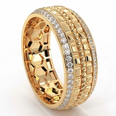 Center Rope Round Diamond Eternity Men's Wedding Band 14k Gold Yellow  (1.25Ct. tw.)