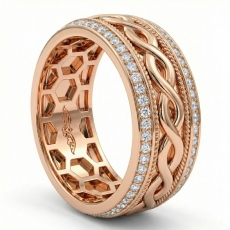 Infinity Pattern Diamond Eternity Men's Wedding Band 18k Rose Gold  (0.9Ct. tw.)