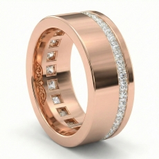 Offset Channel Princess Diamond Eternity Men's Wedding Band 14k W Gold 1.29 Ct (1.29Ct. tw.)