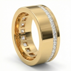 Offset Channel Princess Diamond Eternity Men's Wedding Band 14k W Gold 1.29 Ct (1.29Ct. tw.)