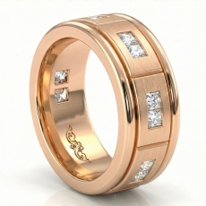 Channel Set Matte Men's Diamond Eternity Wedding Band 18k Rose Gold  (1.44Ct. tw.)