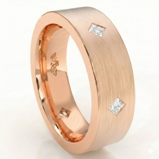 Matte Kite Bezel Set Diamond Men's Eternity Wedding Band 18k Rose Gold  (0.55Ct. tw.)