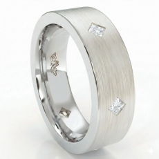 Matte Kite Bezel Set Diamond Men's Eternity Wedding Band 14k White Gold 0.55Ct.