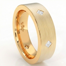 Matte Kite Bezel Set Diamond Men's Eternity Wedding Band 14k Gold Yellow  (0.55Ct. tw.)