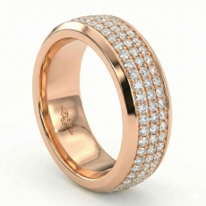 Beveled Edge 3 Row Men's Diamond Eternity Wedding Band 18k Rose Gold  (1.6Ct. tw.)