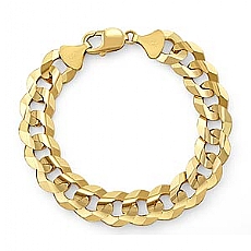 14k Yellow Gold Men Solid Cuban Bracelet (14mm,8.50