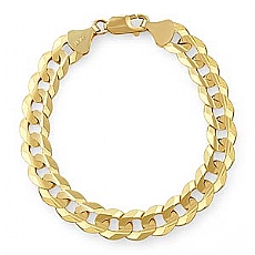 14k Yellow Gold Men Solid Cuban Bracelet (10.80mm,8.50