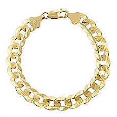 14k Yellow Gold Men Solid Cuban Bracelet (9.80mm,8.50