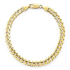 14k Yellow Gold Men Solid Cuban Bracelet (6.90mm,8.50