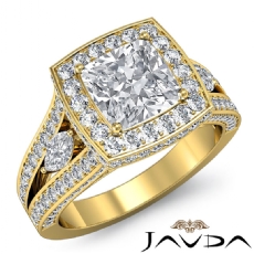 Circa Halo Sidestone Pave diamond Ring 14k Gold Yellow
