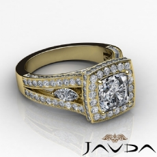 Circa Halo Sidestone Pave diamond Ring 18k Gold Yellow