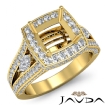Cushion Diamond Engagement Ring Split Shank SemiMount Pave Set 14k Yellow Gold 1.7Ct - javda.com 