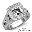 Cushion Diamond Engagement Ring Split Shank SemiMount Pave Set 14k White Gold 1.7Ct - javda.com 