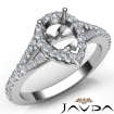 Diamond Engagement Platinum 950 Halo Pave Setting Pear Semi Mount Ring 1.25Ct - javda.com 