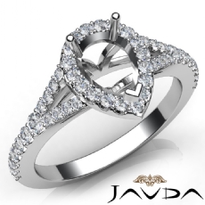 Diamond Engagement 14K White Gold Halo Pave Setting Pear Semi Mount Ring 0.50Ct