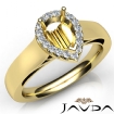 Pear Diamond Engagement Halo Pave Setting Semi Mount Ring 18k Yellow Gold 0.2Ct - javda.com 