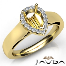 Pear Diamond Engagement Halo Pave Setting Semi Mount Ring 14k Gold Yellow  (0.2Ct. tw.)