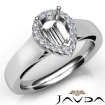 Pear Diamond Engagement Halo Pave Setting Semi Mount Ring 18k White Gold 0.2Ct - javda.com 