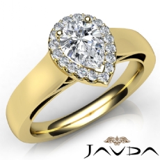 Cathedral French Set Halo Pave diamond Ring 18k Gold Yellow