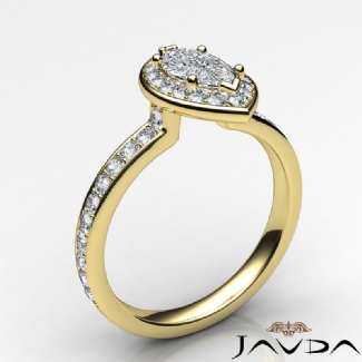 Diamond Engagement Halo Pave Setting Marquise Semi Mount Ring Gold Y18k 0.45Ct