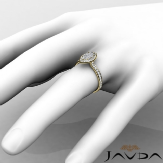 Diamond Engagement Halo Pave Setting Marquise Semi Mount Ring Gold Y18k 0.45Ct