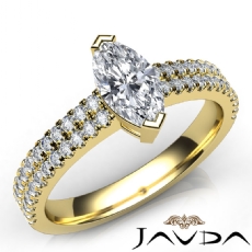 U Split Prong Set Sidestone diamond Ring 14k Gold Yellow